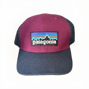 Patagonia Mountain Logo Snapback Mesh Trucker Hat Plum Blue Adult Adjustable Hat